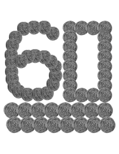 60 Estropajos de Acero Inoxidable Roshtia 30g Redondos