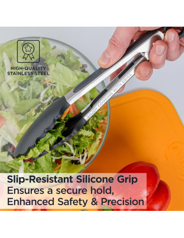 Pinzas de Cocina Deiss PRO con Puntas de Silicona - Juego de 2