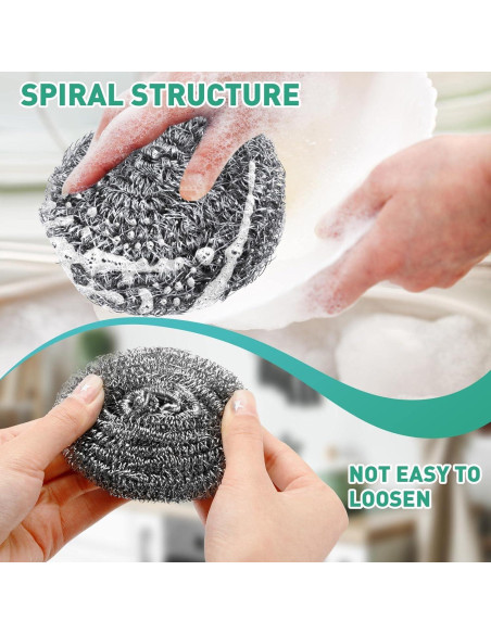 60 Estropajos de Acero Inoxidable Roshtia 30g Redondos