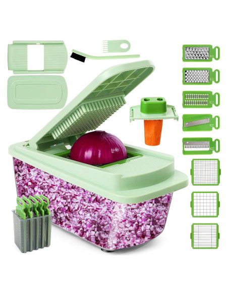 Cortador de Verduras MAMICOOKER 16-en-1 con Contenedor Cortador de Verduras MAMICOOKER 16-en-1 con Contenedor