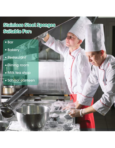 60 Estropajos de Acero Inoxidable Roshtia 30g Redondos