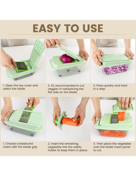 Cortador de Verduras MAMICOOKER 16-en-1 con Contenedor Cortador de Verduras MAMICOOKER 16-en-1 con Contenedor