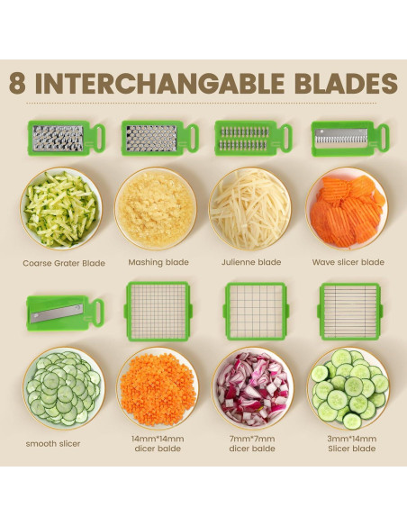 Cortador de Verduras MAMICOOKER 16-en-1 con Contenedor Cortador de Verduras MAMICOOKER 16-en-1 con Contenedor