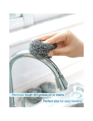 12 Estropajos de Acero Inoxidable Carrie Joe para Cocina