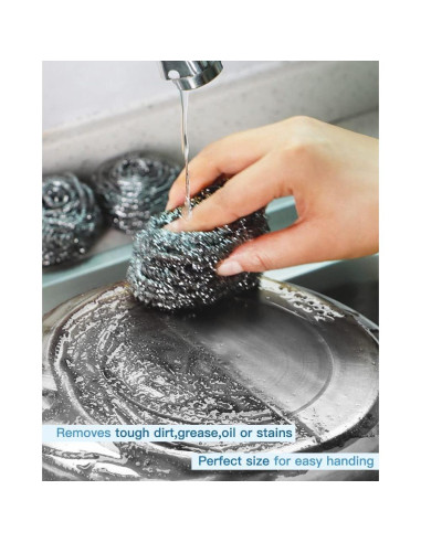 12 Estropajos de Acero Inoxidable Carrie Joe para Cocina
