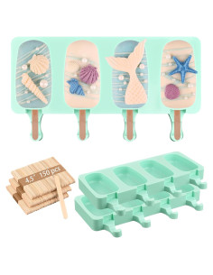 Juego de Moldes de Silicona Sakolla para Paletas 3 PCS Verde