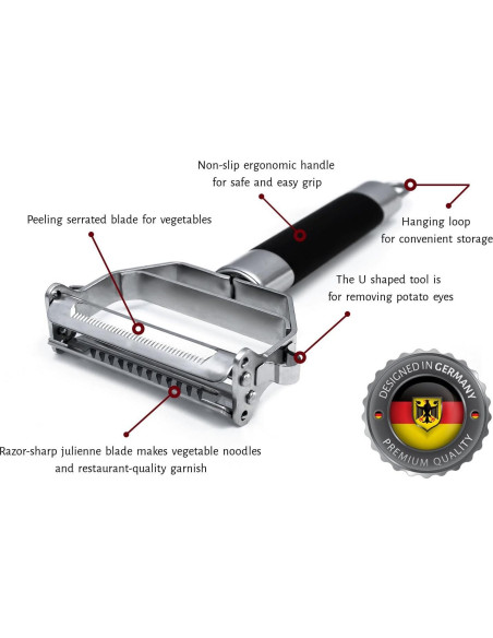 Pelador Doble Juliana y Rallador Deiss PRO Acero Inoxidable