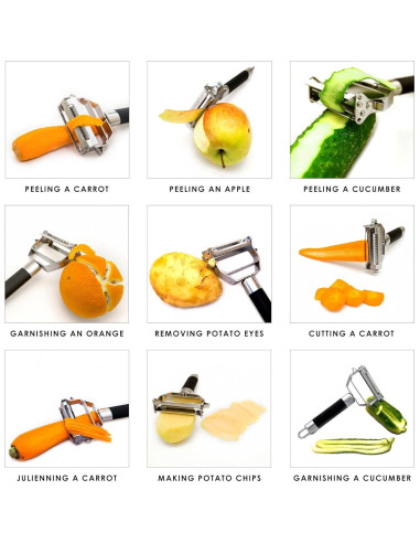 Pelador Doble Juliana y Rallador Deiss PRO Acero Inoxidable