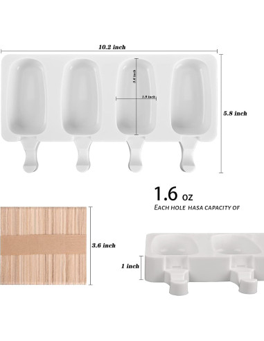 Molde de Silicona para Paletas Sakolla 4 Cavidades Ovaladas