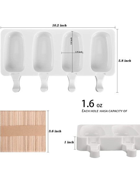 Molde de Silicona para Paletas Sakolla 4 Cavidades Ovaladas