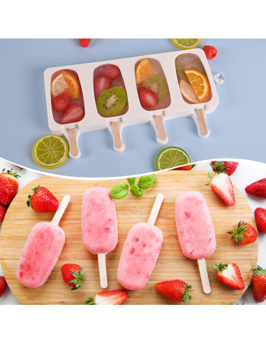 Molde de Silicona para Paletas Sakolla 4 Cavidades Ovaladas