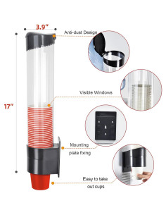 Dispensador de Tazas IWNTWY Grande Negro para 7-12oz 2