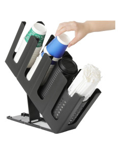 Dispensador de Tazas de Café RQF Negro 4 Compartimentos Ajustables