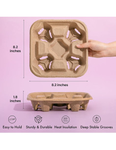 Bandejas de Transporte de Bebidas FMP Brands 4 Tazas 45 Pzas 2