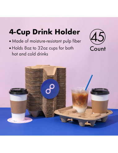 Bandejas de Transporte de Bebidas FMP Brands 4 Tazas 45 Pzas
