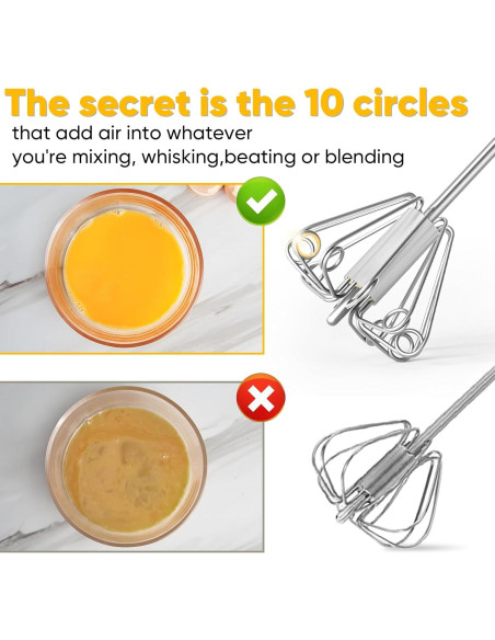 Batidor Semiautomático Newness de Acero Inoxidable 30 cm