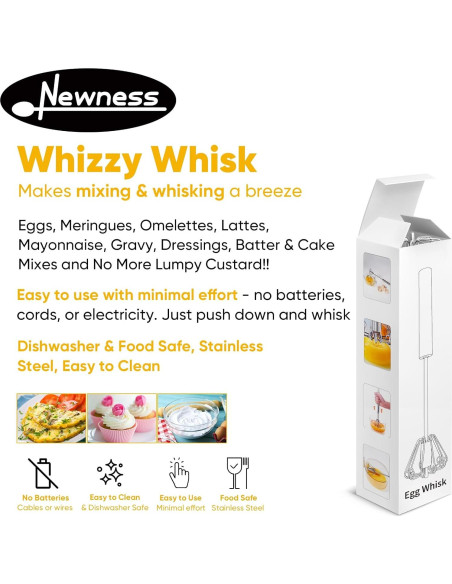 Batidor Semiautomático Newness de Acero Inoxidable 30 cm