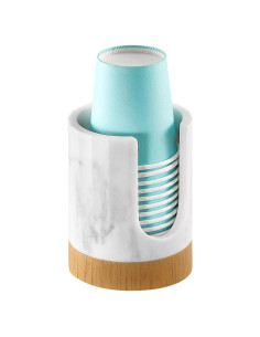 Dispensador de Vasos de Baño Luxspire 3oz Resina Mármol Blanco