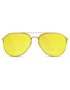 Gafas de Sol Unisex Aviador grinderPUNCH - Marco Dorado y Lentes Amarillas UV400