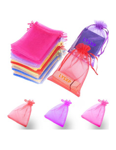 Bolsas de Organza LYSXP 100 Pcs 10 Colores 10x15 cm