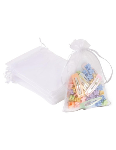 100 Bolsas de Organza Blancas 10x15cm con Cierre YHJZ