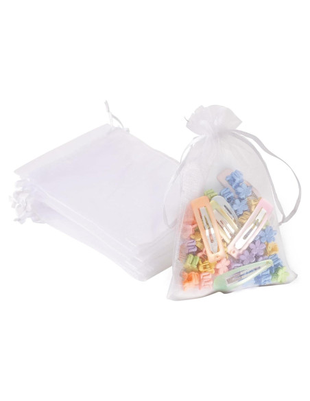 100 Bolsas de Organza Blancas 10x15cm con Cierre YHJZ