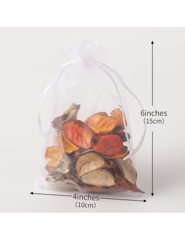 100 Bolsas de Organza Blancas 10x15cm con Cierre YHJZ
