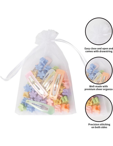 100 Bolsas de Organza Blancas 10x15cm con Cierre YHJZ