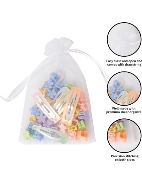 100 Bolsas de Organza Blancas 10x15cm con Cierre YHJZ