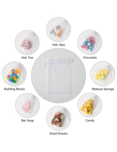 100 Bolsas de Organza Blancas 10x15cm con Cierre YHJZ
