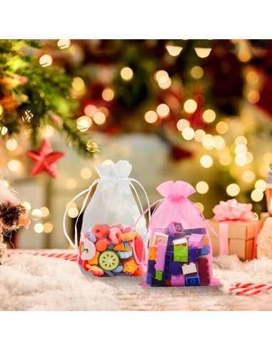 100 Bolsas de Organza Blancas 10x15cm con Cierre YHJZ