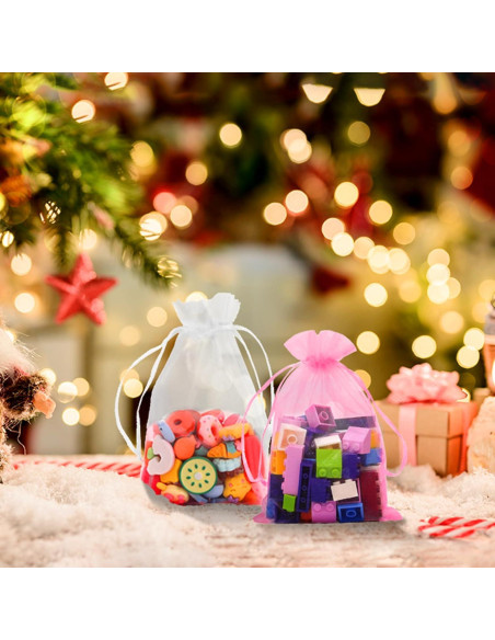 100 Bolsas de Organza Blancas 10x15cm con Cierre YHJZ