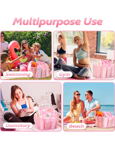 Caddy de Ducha Portátil Famichan Rosa 27,22 kg 8 Bolsillos