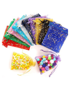 Bolsas de Organza ENNIYU 100 Piezas 10x15 cm Luna Estrella