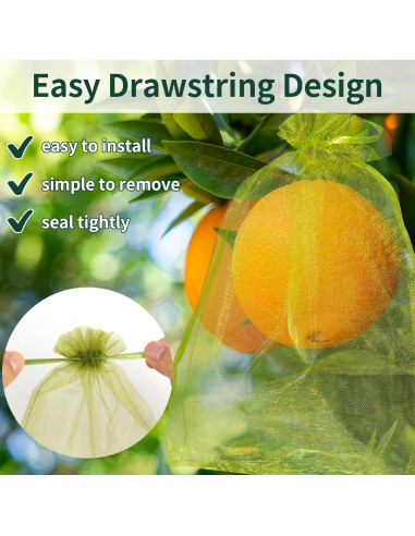 50 Bolsas de Protección para Frutas NIUBIER 19x29 cm Verde