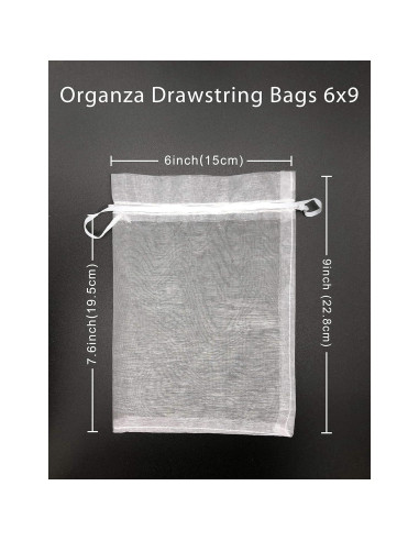 100 Bolsas de Regalo de Organza Blanca 17x23 cm para Joyería