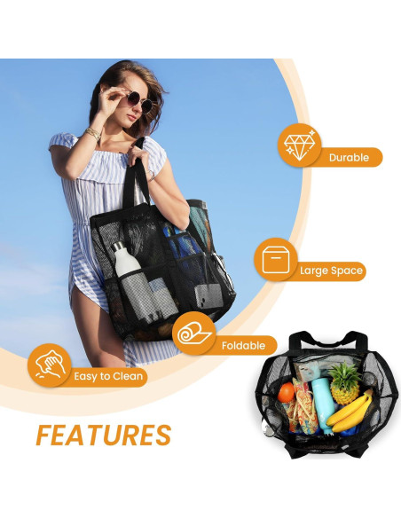 Bolsa de Playa Grande Tavaleu con Bolsillos Multifuncionales Bolsa de Playa Grande Tavaleu con Bolsillos Multifuncionales