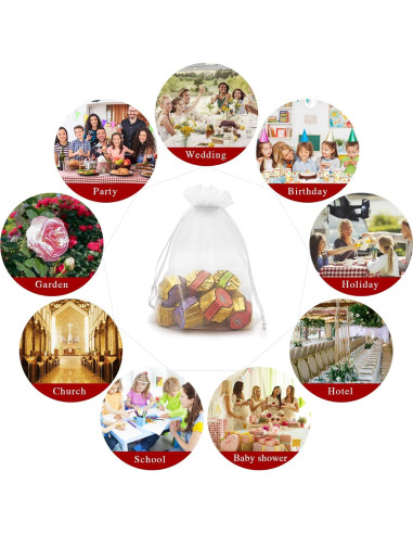 100 Bolsas de Regalo de Organza Blanca 17x23 cm para Joyería