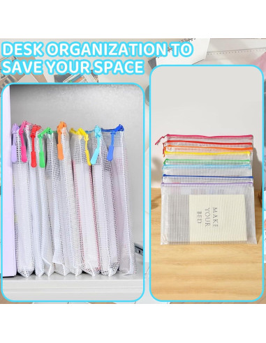 24 Piezas Bolsa de Malla con Cierre YOPCDJ A4 Colorido