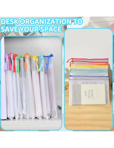 24 Piezas Bolsa de Malla con Cierre YOPCDJ A4 Colorido