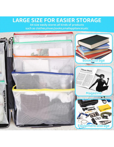 24 Piezas Bolsa de Malla con Cierre YOPCDJ A4 Colorido