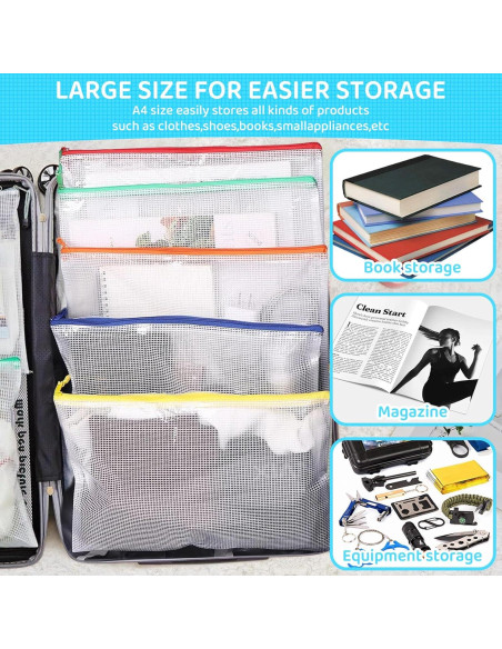 24 Piezas Bolsa de Malla con Cierre YOPCDJ A4 Colorido