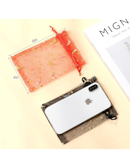 100 Bolsas de Organza Luna y Estrella Hopttreely 10x15 cm