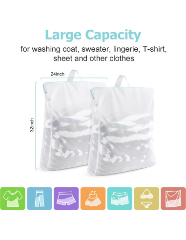 Bolsa de Lavandería de Malla OTraki Grande 60x81 cm 2 Piezas