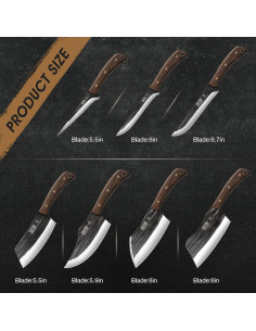 Juego de cuchillos de carnicero HOSHANHO 8 piezas acero inoxidable 2