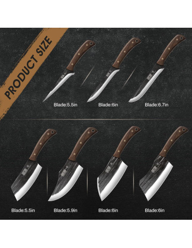 Juego de cuchillos de carnicero HOSHANHO 8 piezas acero inoxidable