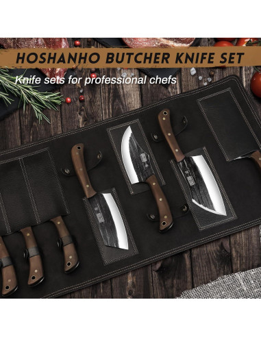 Juego de cuchillos de carnicero HOSHANHO 8 piezas acero inoxidable