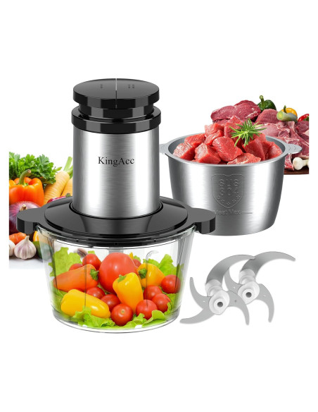 Procesador de Alimentos KingAcc 500W con 2 Cuencos de 8L