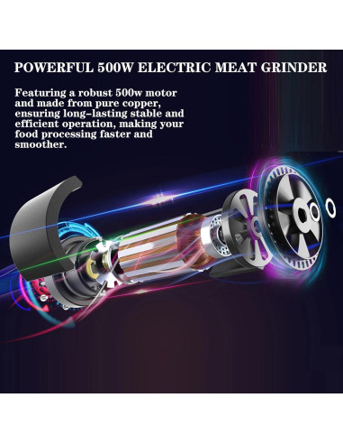 Procesador de Alimentos KingAcc 500W con 2 Cuencos de 8L