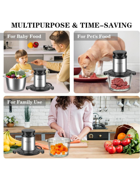 Procesador de Alimentos KingAcc 500W con 2 Cuencos de 8L